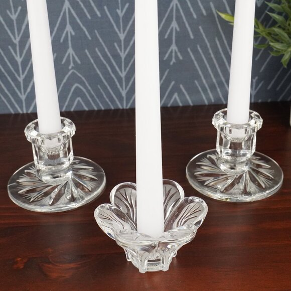 Set of 3 Candle Holders Mixed dArques Crystal and Glass Taper Candle Holder Set - Picture 16 of 16